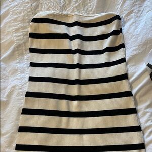Striped Black and White Knit Tube Skirt